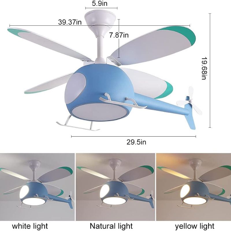 _Little Helicopter Dream RC Fan Ceiling Lamp Details Light