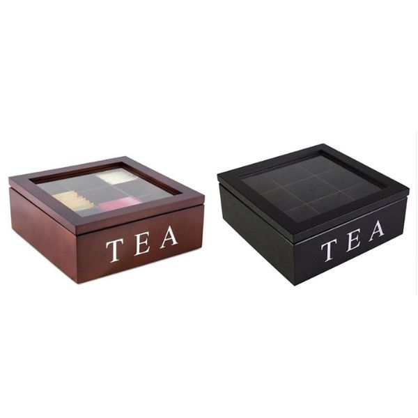 Buy Large Grid Caddy Wood Tea Storage box in Online Dubai